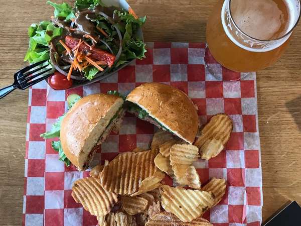 burger in a basket